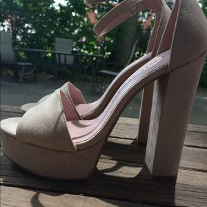 Faux Suede Adjustable Strap Platform Heels